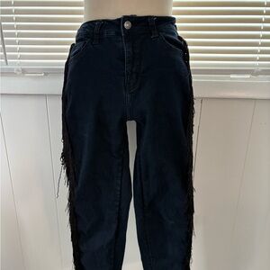 Women's Black Fringe Jeans